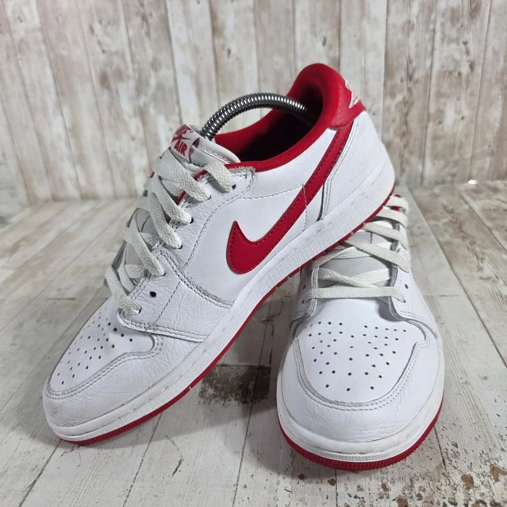 Nike Air Jordan 1 Retro Low OG‎ Metallic Red White Sneakers CZ0790-161 Mens 9.5